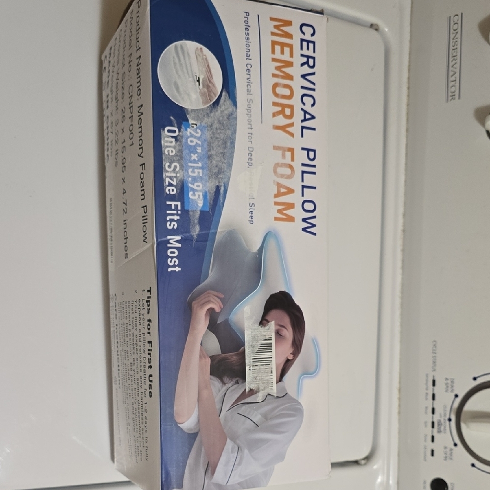 Memory Foam Pillow - White and Gray - Picture 3 of 5